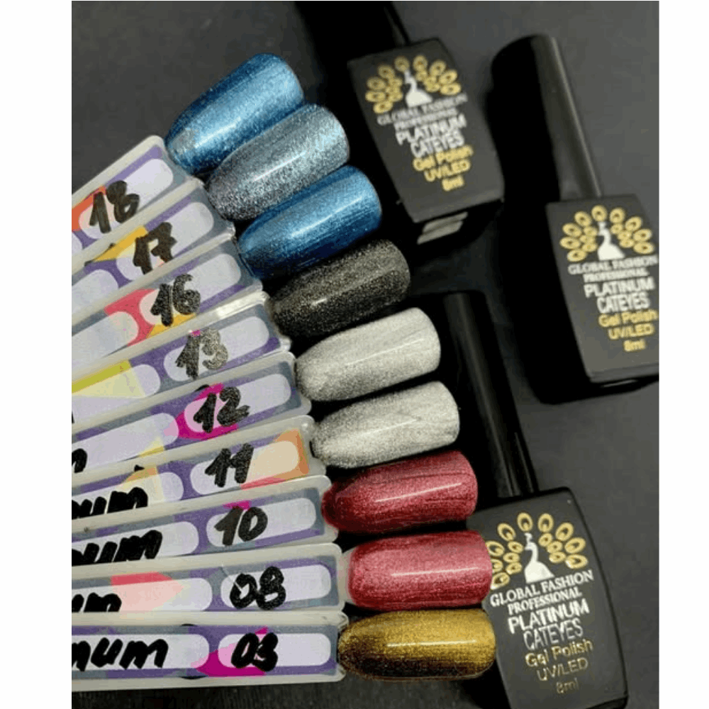 Gel Polish Cat Eye &amp; Disco Global Fashion Platinum Cateyes 8 ml