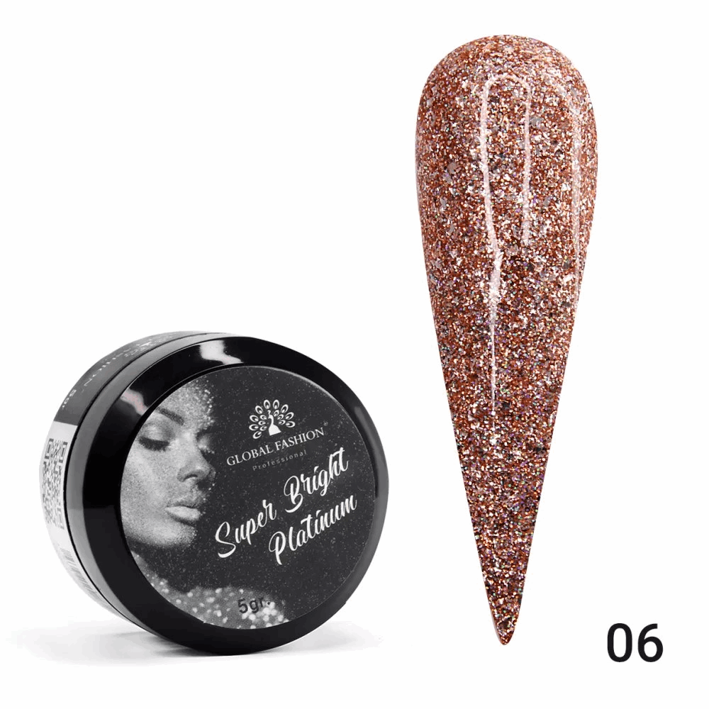 GEL PASTE GLOBAL FASHION Super Bright platinum Holographic 06 5ml