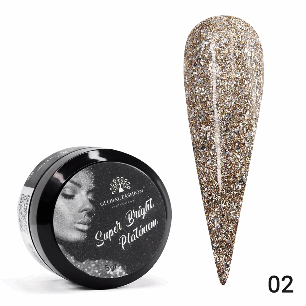 GEL PASTE GLOBAL FASHION Super Bright platinum Holographic 02 5ml