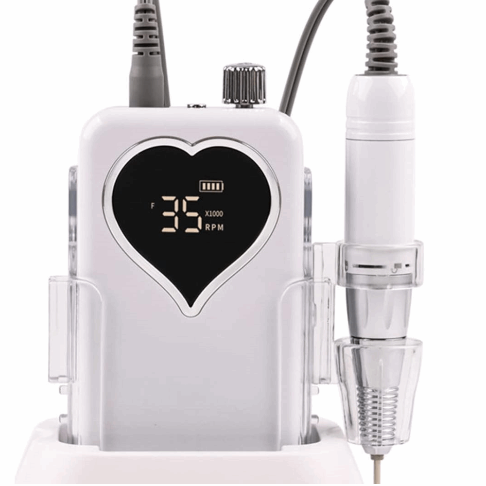 Nail Drill cordless rechargeable power bank with heart 35000 rpm