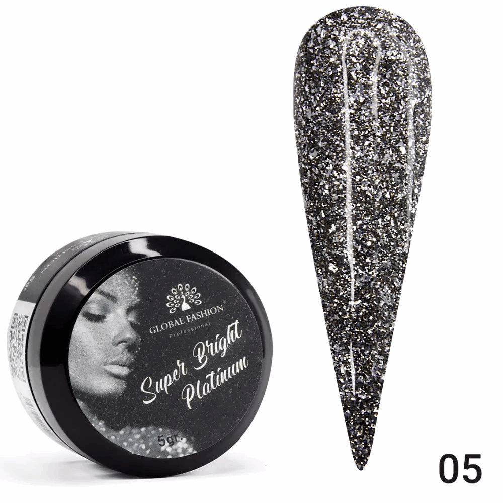 GEL PASTE GLOBAL FASHION Super Bright platinum Holographic 05 5ml