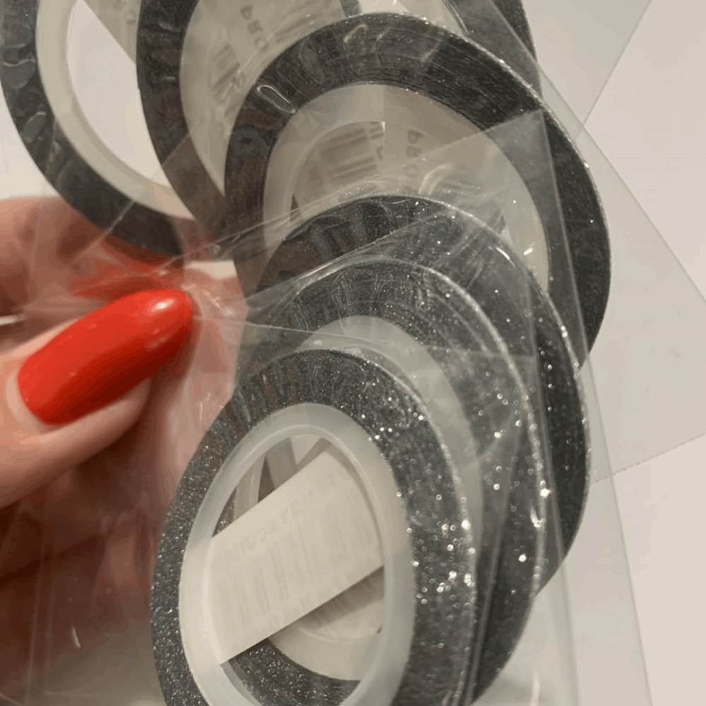 DECORE Ribbon glitter silver