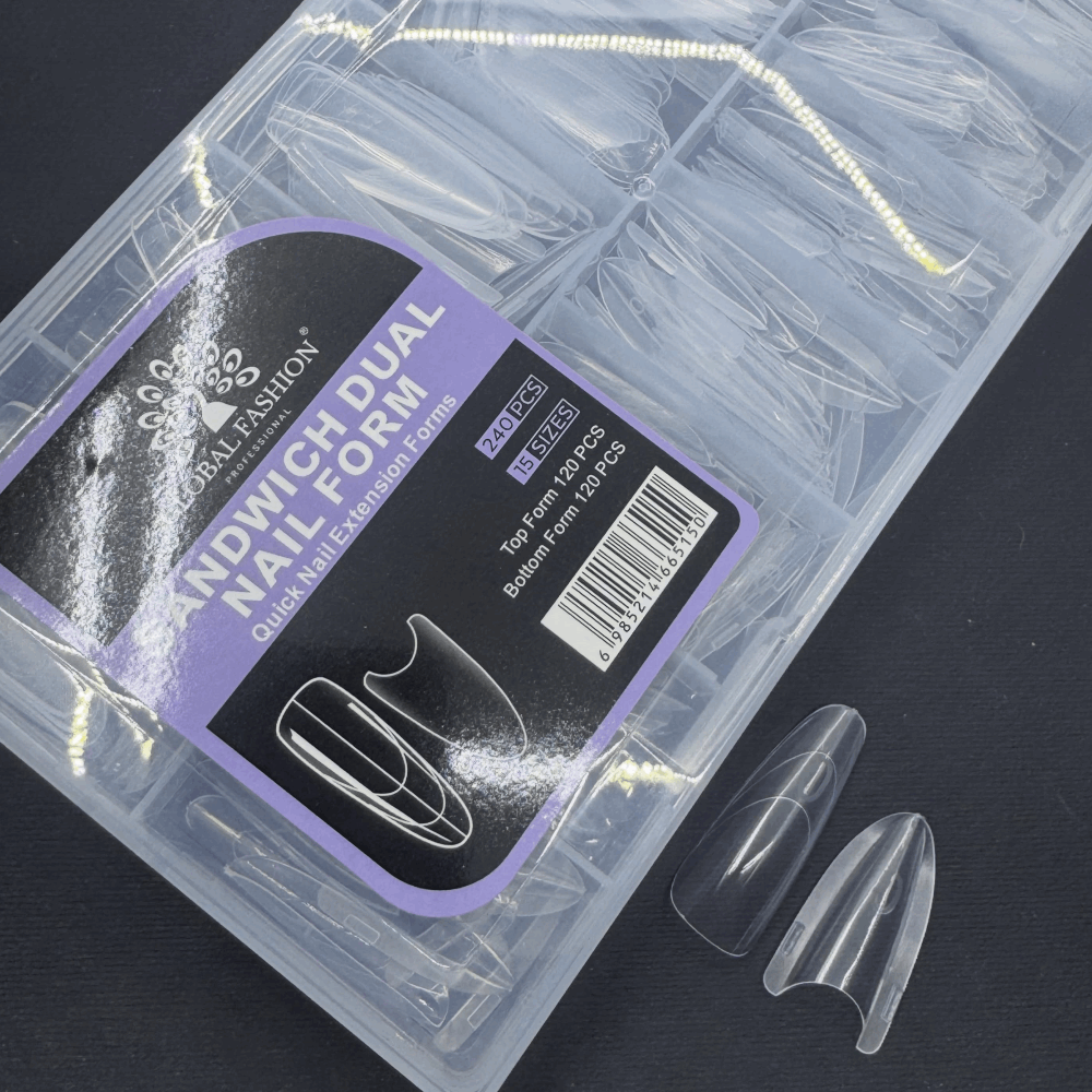 UPPER FORMS Global Fashion Sandwich Dual almond Nail Form 240pcs 15sizes