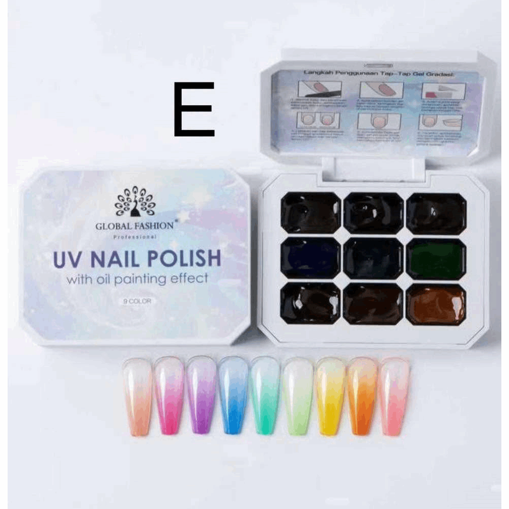 GEL PAINT &amp; STAMPING Global Fashion UV Solid Nail Polish Set 9 Color E