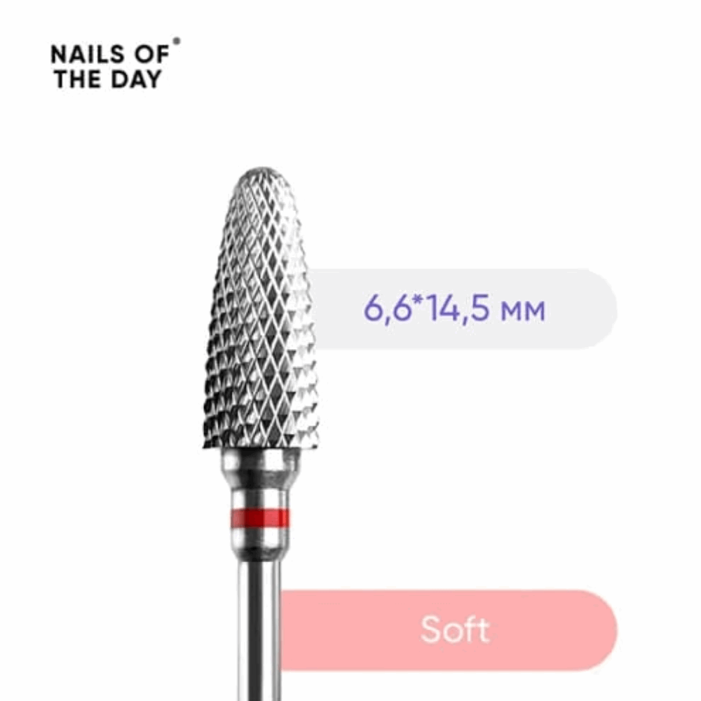 Carbide Carbide CORN-SHAPED Nail Drill Bit 6.6/14.5mm Red