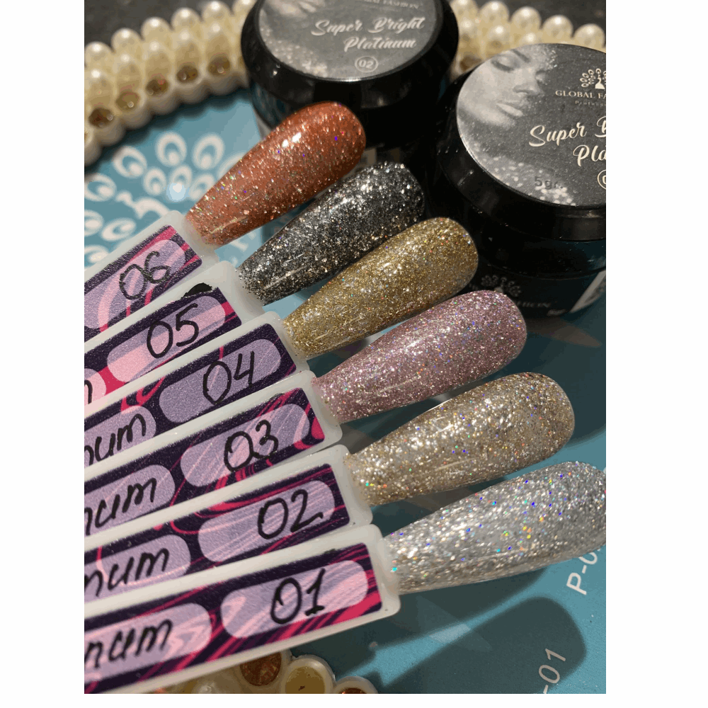 Gel Paint &amp; Paste GLOBAL FASHION Super Bright platinum Holographic gel paint 5ml