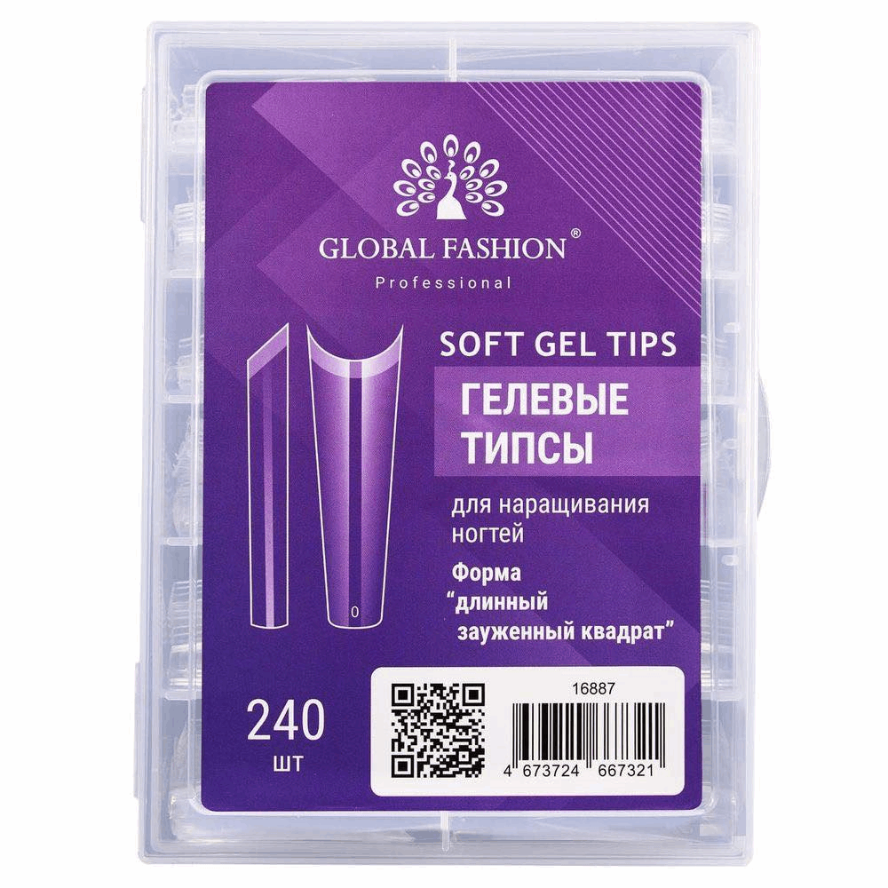 Gel Tips Global Fashion Soft Gel Tips 240pcs long narrowed square
