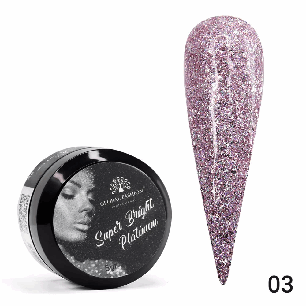 GEL PASTE GLOBAL FASHION Super Bright platinum Holographic 03 5ml