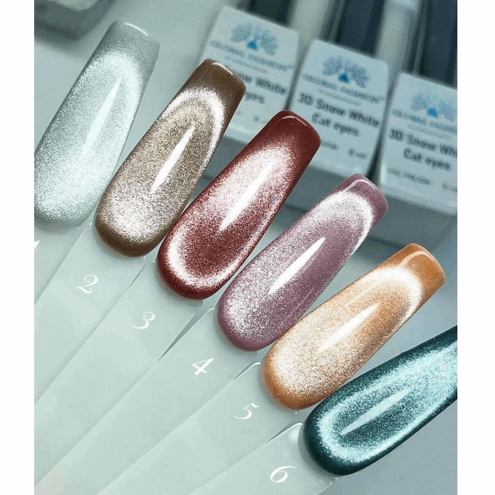 Gel Polish Cat Eye &amp; Disco GLOBAL FASHION 3D Snow White Cat Eyes 8ml